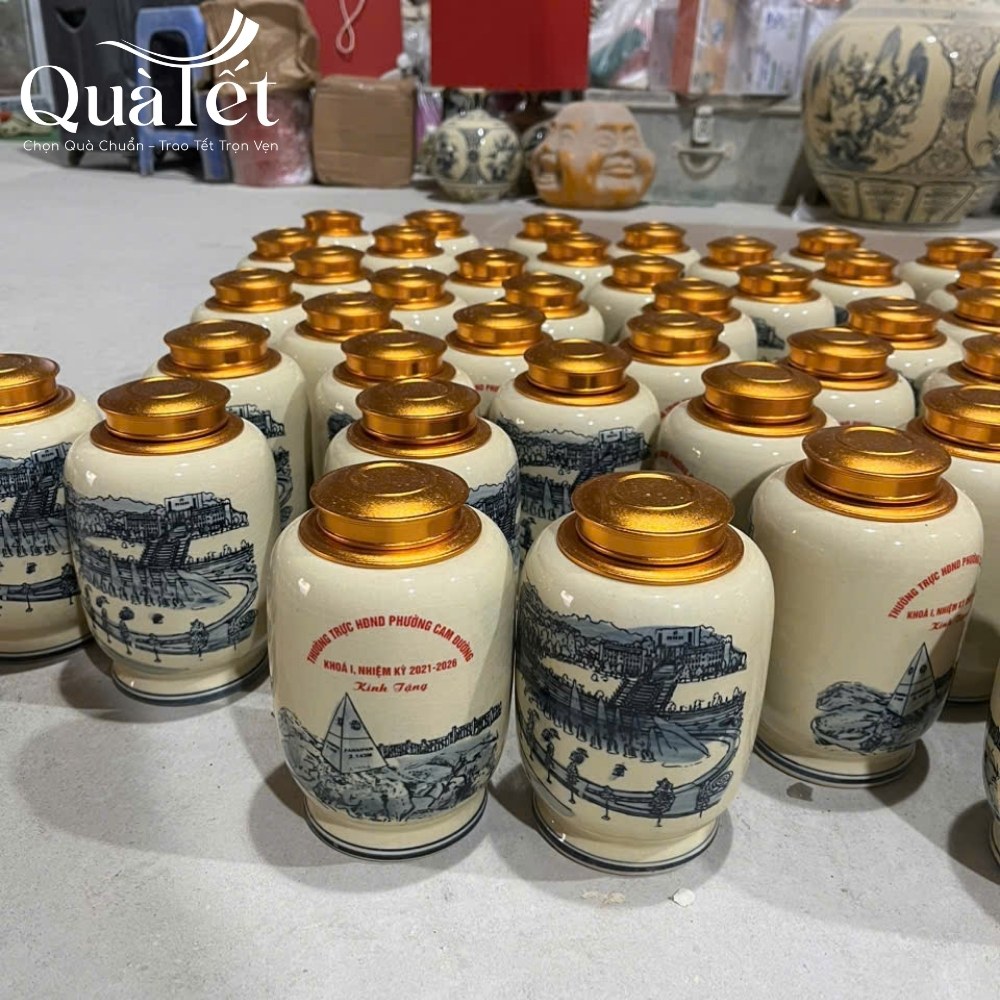 Hũ đựng trà quà tặng in logo