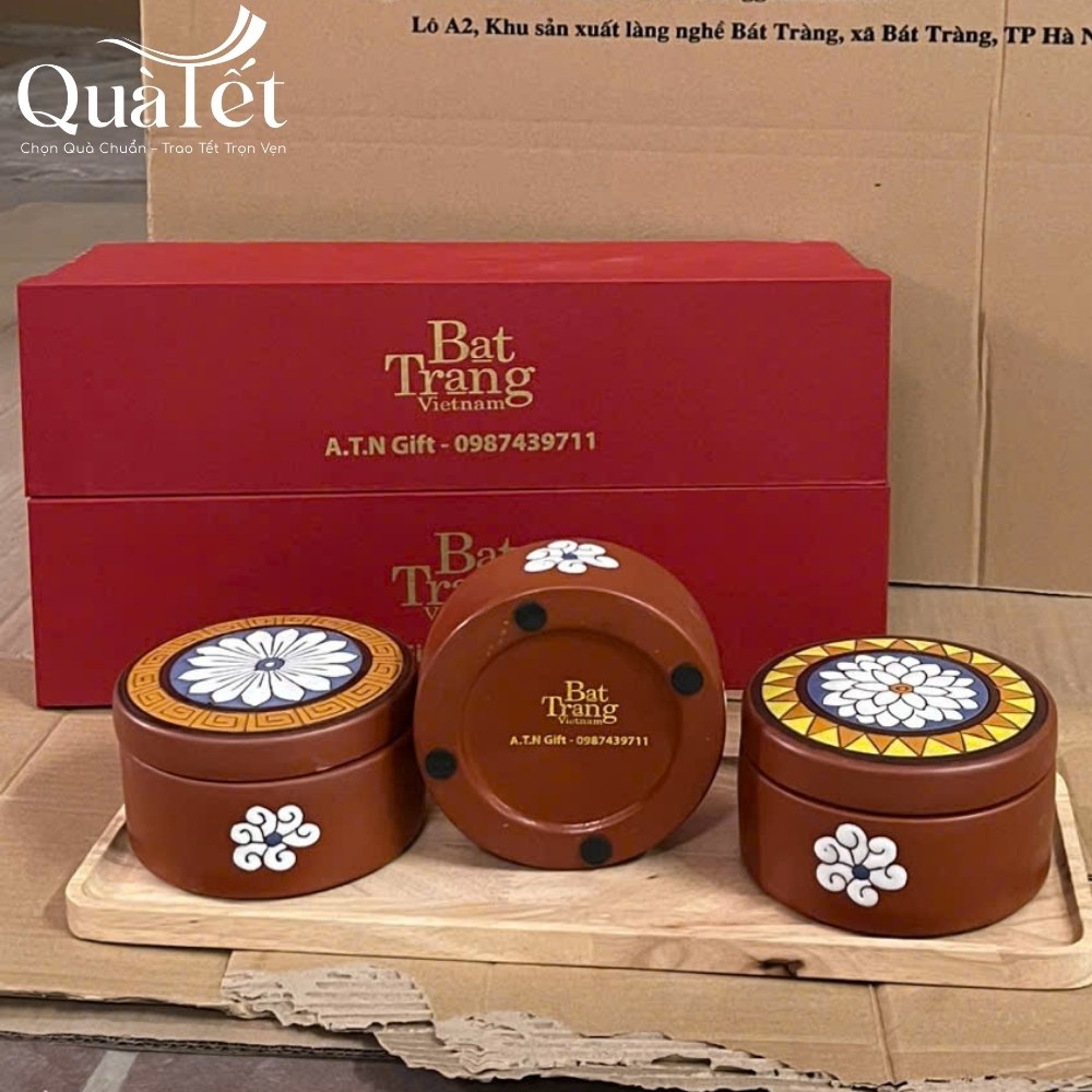 Bộ hũ đựng mứt tết Bát Tràng