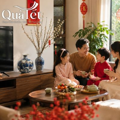 Không khí ấm áp ngày Tết gia đình bên chiếc bình hút lộc trang trí phòng khách