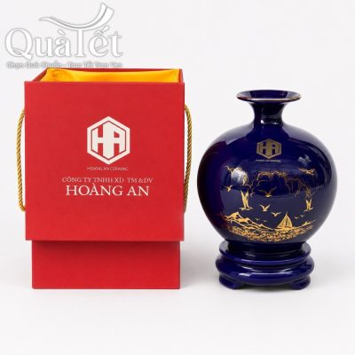 Bộ sản phẩm bình hút tài lộc Bát Tràng kèm hộp quà xi đỏ cao cấp