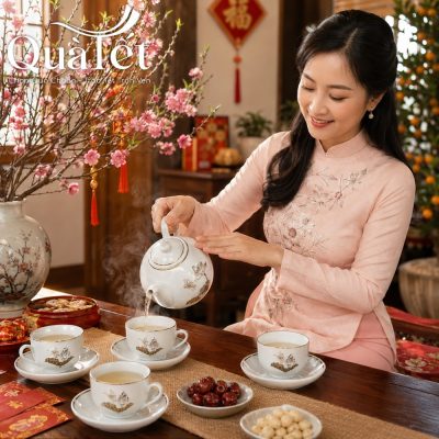 Bộ ấm chén quà tặng trong bàn trà ngày Tết ý nghĩa