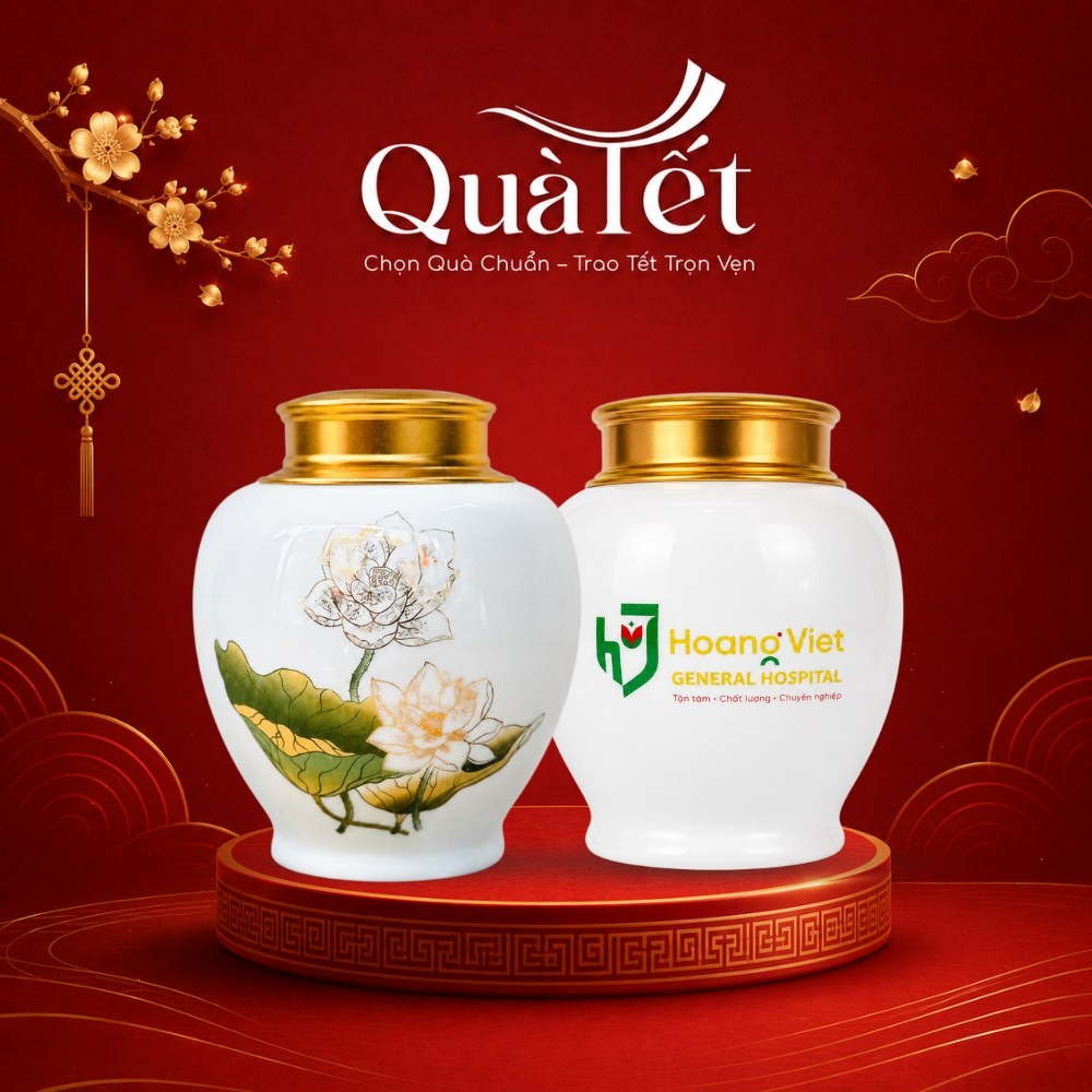 Hũ Đựng Trà Sứ Trắng Vẽ Vàng Họa Tiết Hoa Sen Cao Cấp QT-HT02 - Ảnh đại diện