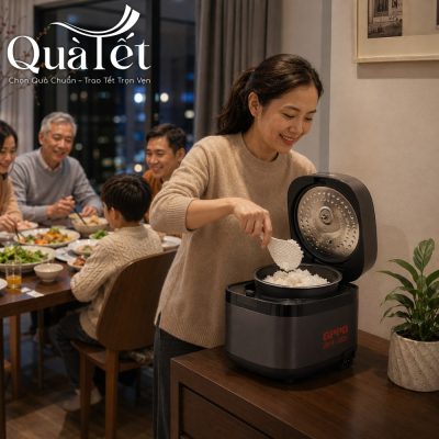 Lòng nồi dày dặn phủ lớp chống dính chất lượng cao giúp hạt cơm chín đều và tơi xốp