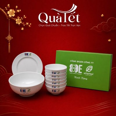Set Bát Đĩa Sứ Trắng Quà Tặng Tết Sum Vầy In Logo Doanh Nghiệp QT-BD02 - Ảnh đại diện