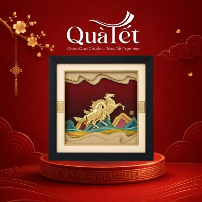 Tranh Dát Vàng 24K Song Mã Thịnh Vượng Quà Tết Doanh Nghiệp QT-TV01 - Ảnh đại diện