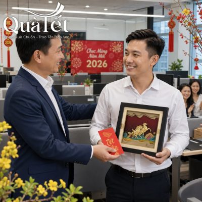 Trao tặng tranh Song Mã và phong bao lì xì Tết trong không khí rộn ràng tại văn phòng làm việc