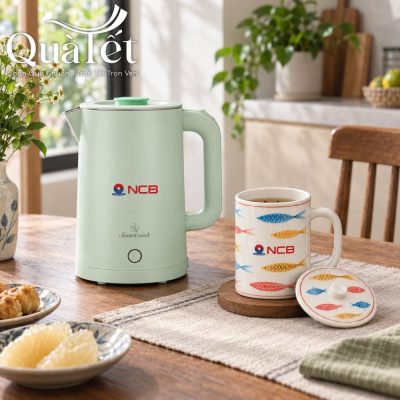 Bộ Quà Tết An Khang Bình Đun Và Cốc Sứ Lọc Trà
