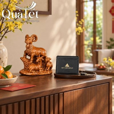 Bộ Quà Tết Tượng Dê Và Ví Da Đắc Lộc An Khang