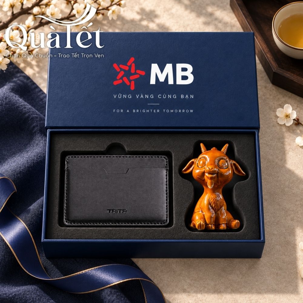 Giftset quà Tết doanh nghiệp tượng dê linh vật và ví da Trita in logo QT-GS11 - Ảnh 2