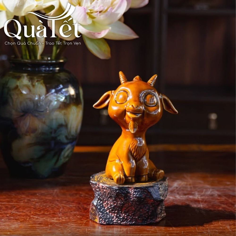 Giftset quà Tết doanh nghiệp tượng dê linh vật và ví da Trita in logo QT-GS11 - Ảnh 3