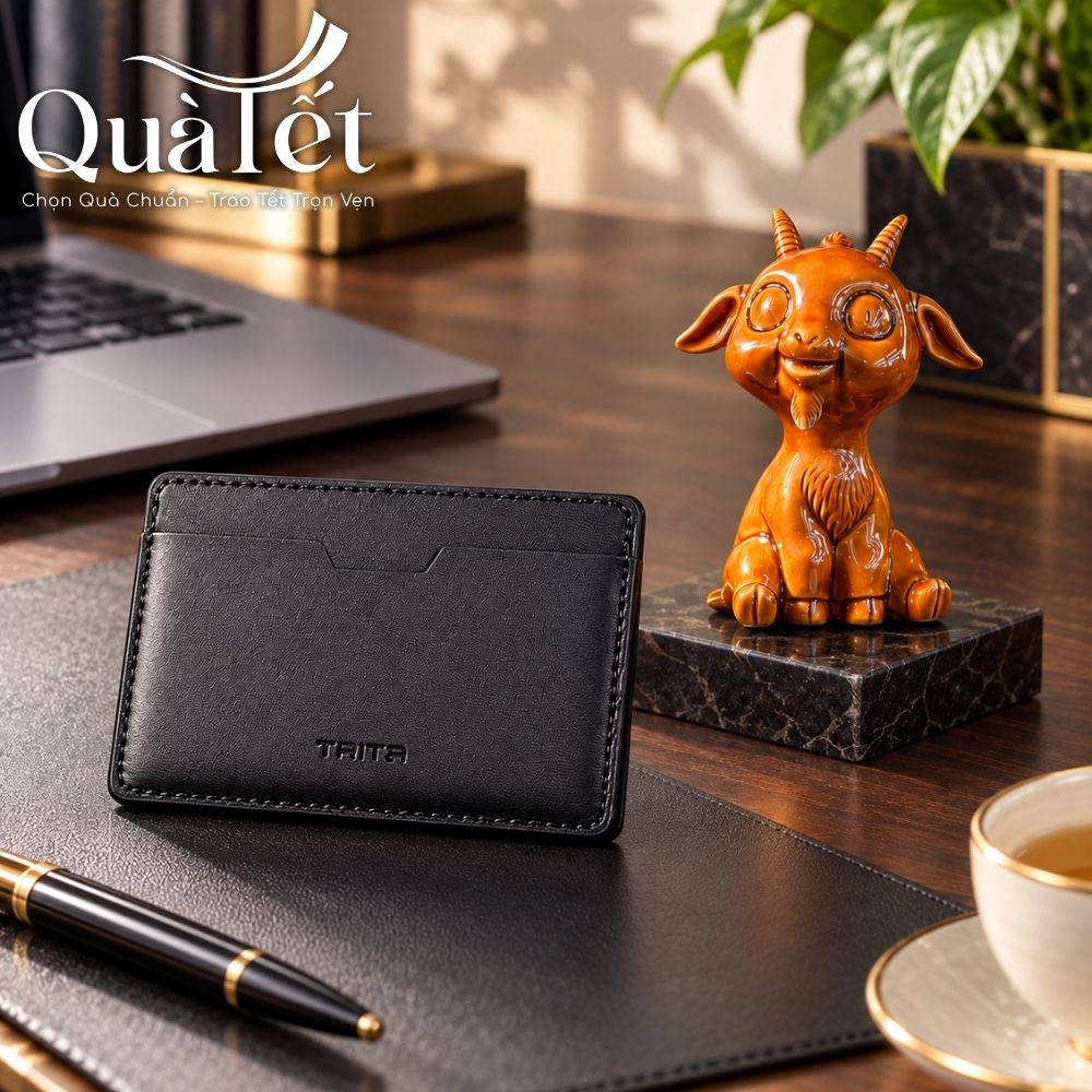 Giftset quà Tết doanh nghiệp tượng dê linh vật và ví da Trita in logo QT-GS11 - Ảnh 6