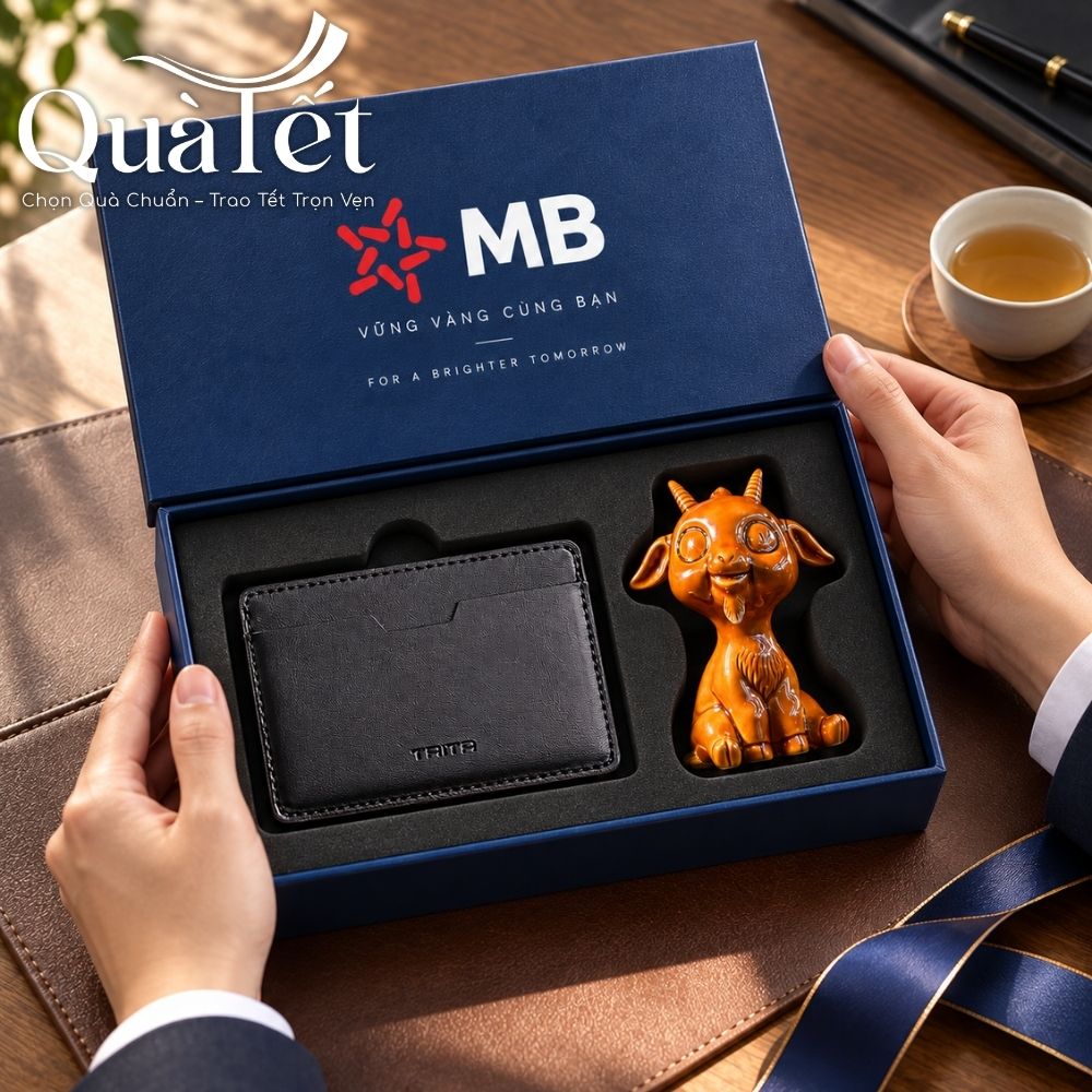 Giftset quà Tết doanh nghiệp tượng dê linh vật và ví da Trita in logo QT-GS11 - Ảnh 7
