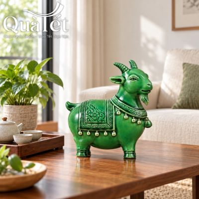 Linh Vật Dê Men Ngọc Lục Gốm Sứ Bát Tràng Quà Tết 2027