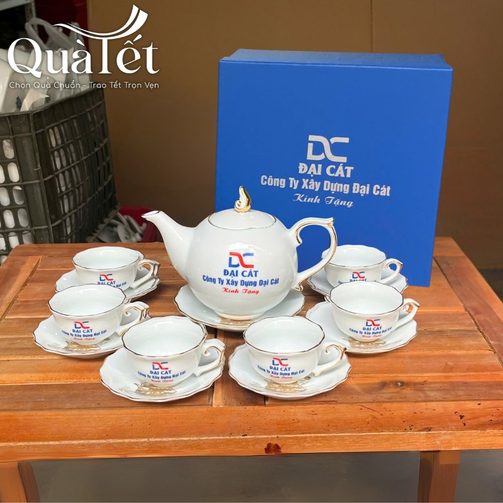 Bộ ấm chén dáng bưởi lửa họa tiết Thuận Buồm Xuôi Gió vẽ vàng quà tặng Tết QT-AC07 - Ảnh 8