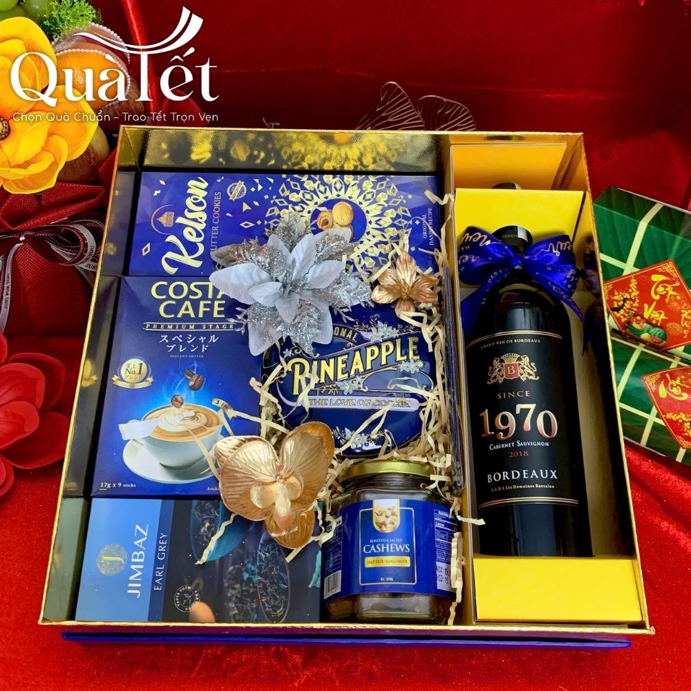 Giỏ quà bánh kẹo rượu Tết cao cấp hộp Phúc Khởi Tân Xuân QT-SQ08 - Ảnh 7