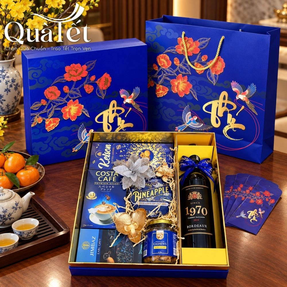 Giỏ quà bánh kẹo rượu Tết cao cấp hộp Phúc Khởi Tân Xuân QT-SQ08 - Ảnh 6