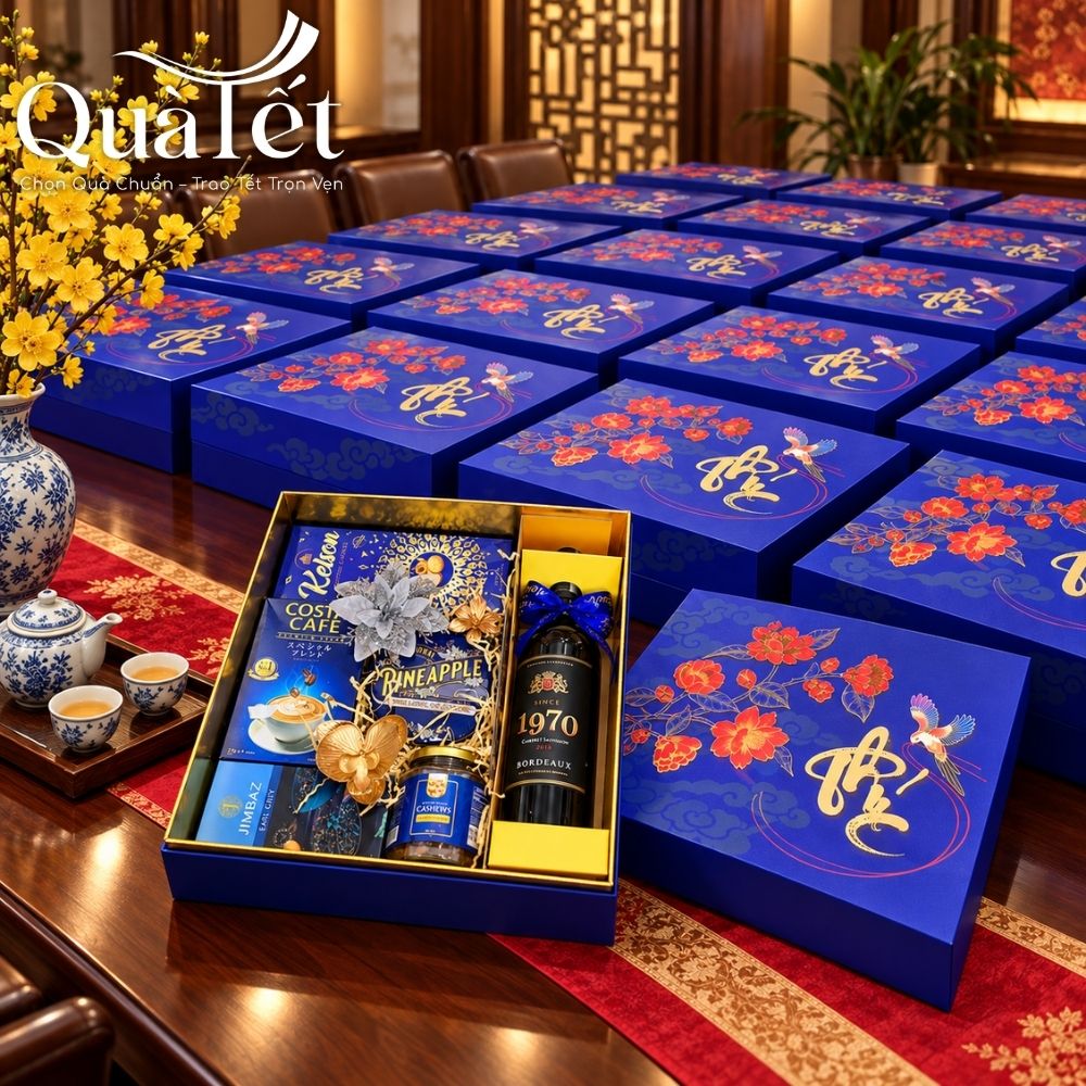 Giỏ quà bánh kẹo rượu Tết cao cấp hộp Phúc Khởi Tân Xuân QT-SQ08 - Ảnh 9