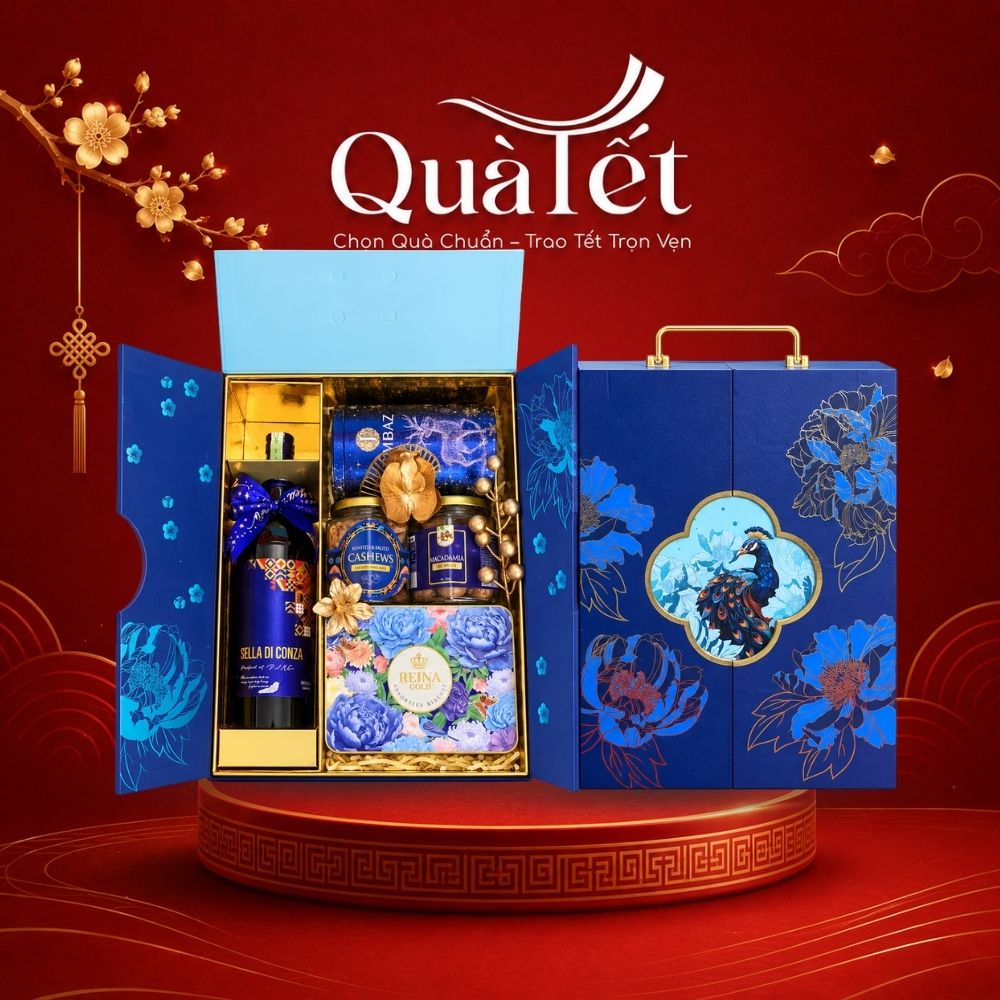 Hộp quà bánh kẹo rượu Tết cao cấp hộp Dạ Thanh Tước QT-SQ11
