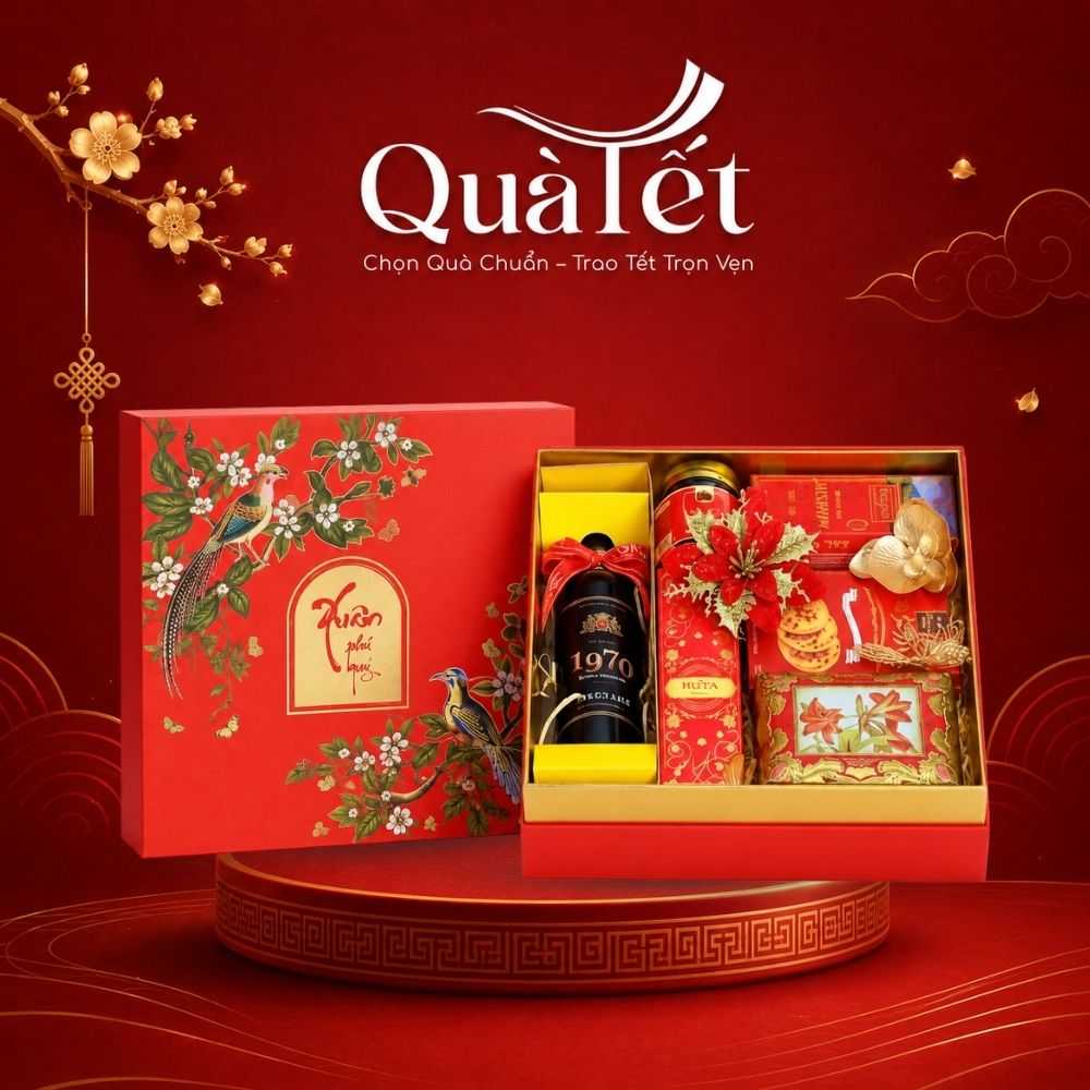 Set bánh kẹo quà Tết cao cấp hộp Xuân Phú Quý QT-SQ05