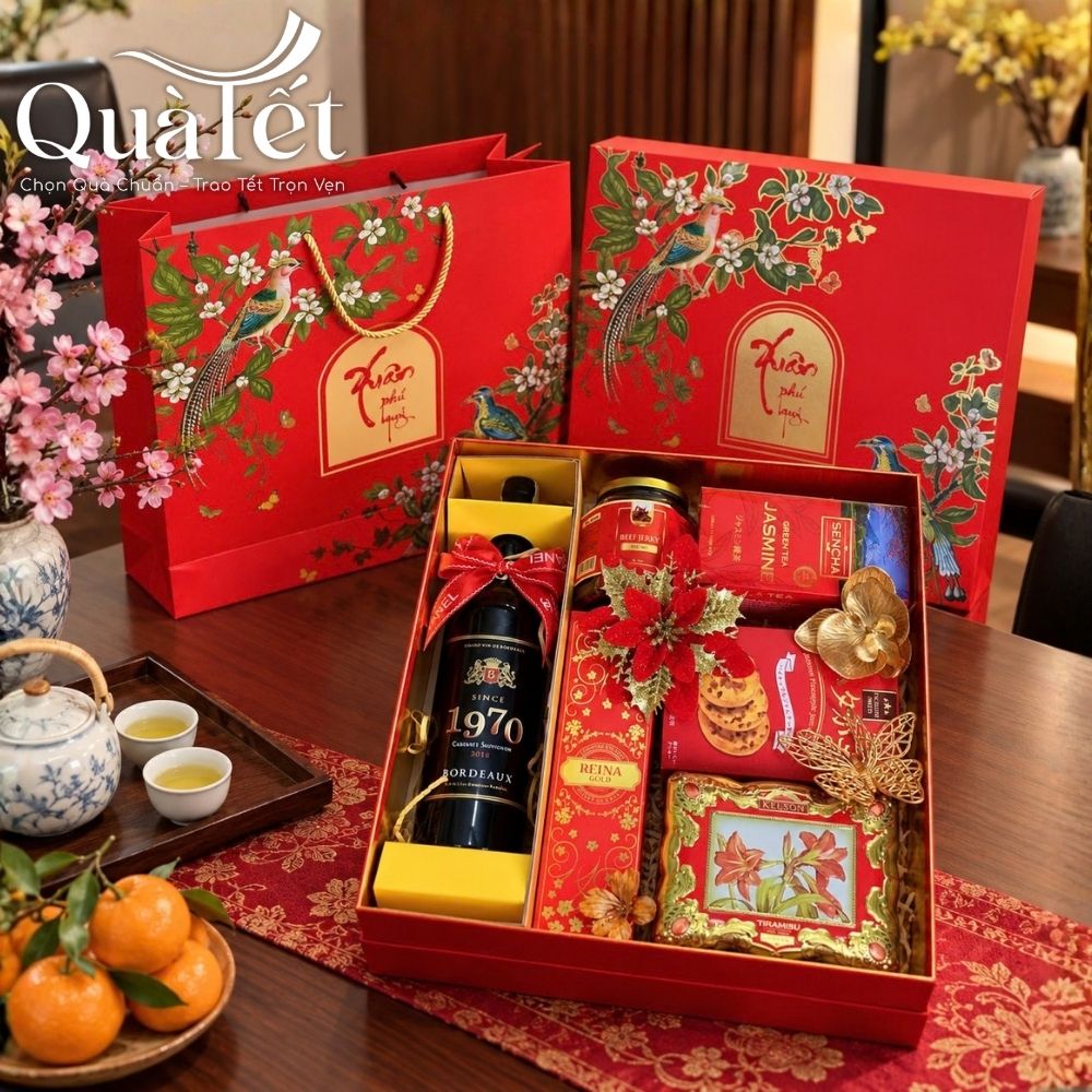 Set bánh kẹo quà Tết cao cấp hộp Xuân Phú Quý QT-SQ05 - Ảnh 2