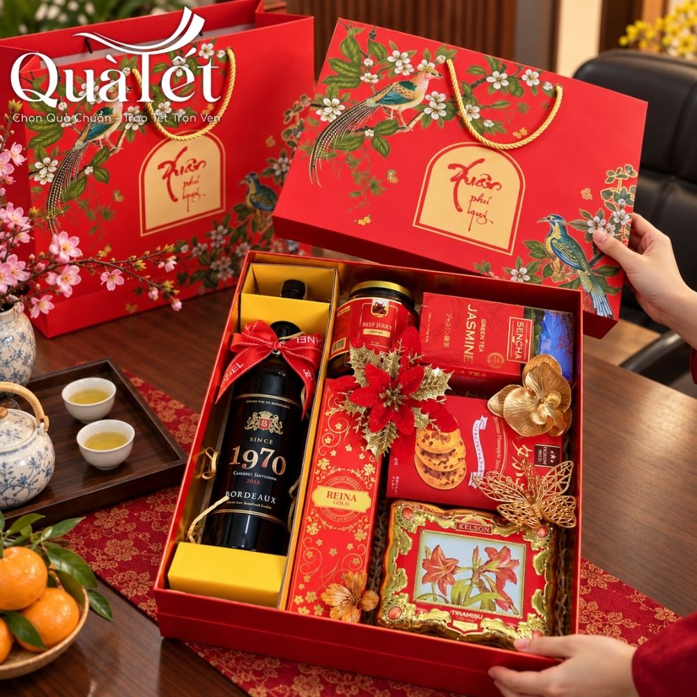 Set bánh kẹo quà Tết cao cấp hộp Xuân Phú Quý QT-SQ05 - Ảnh 7