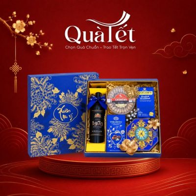 Set bánh kẹo quà Tết doanh nghiệp cao cấp hộp Xuân Như Ý QT-SQ06